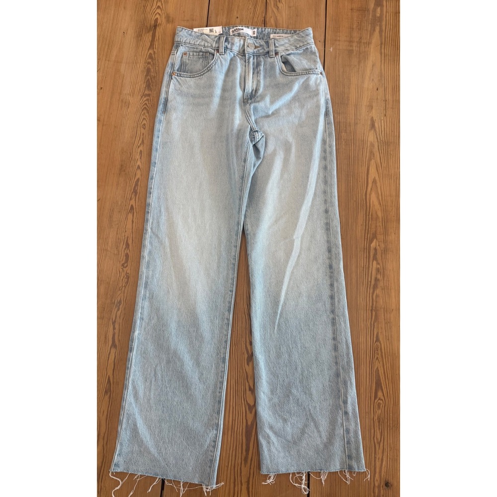 Garage‎ Denim 90s Straight Jeans Lena Blue Light Wash Raw Hem Size 3/26 NEW